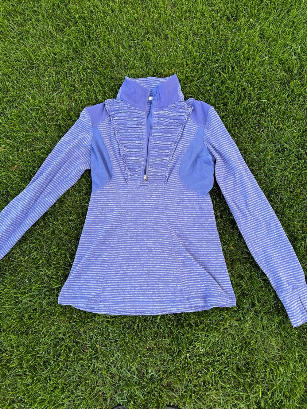lululemon athletica lavender striped half-zip pullover jacket